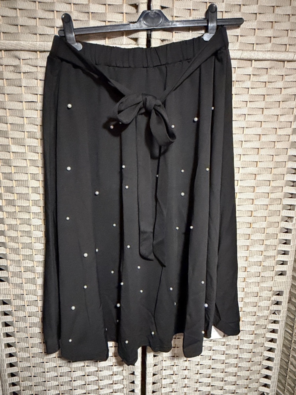 Bloomchic Black Pearl-Embellished A-Line Skirt